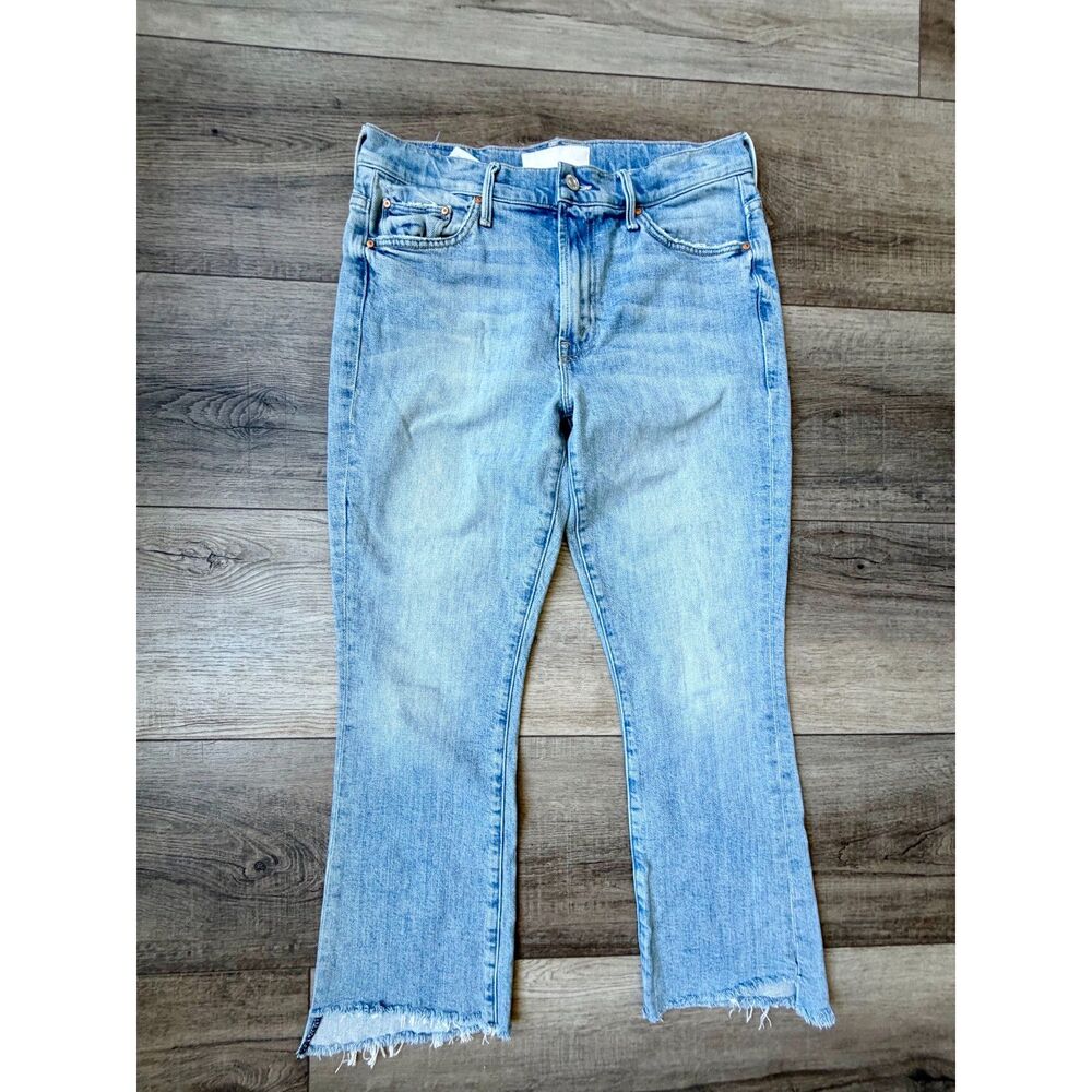 Mother Superior The Insider Crop Step Fray Confess Light Denim Designer Jeans - Picture 2 of 8